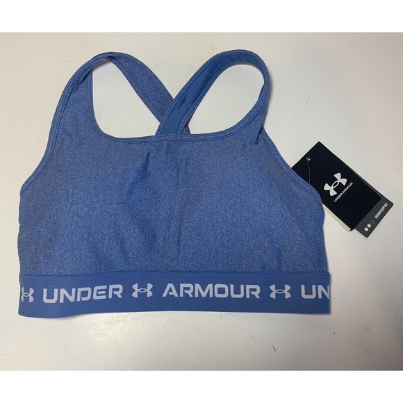 Under armour Other - NEW Under Armour Womens Blue HeatGear Mid-Impact Crossback Padded Sports Bra Med